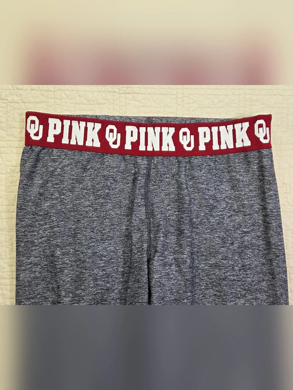 PINK Victorias Secret University of Oklahoma Sooners Leggings Heather Gray Small - Picture 6 of 12